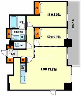 クロスレジデンス大阪新町【22階】の間取り