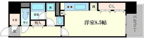 イニシアブランなんば【8階】の間取り