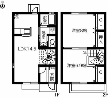 愛知県一宮市多加木5丁目【テラスハウス】の間取り