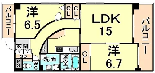 ラディエ南武庫之荘3【2階】の間取り