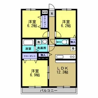 プライベート・フォレスト【202号室】の間取り