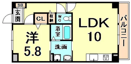 アウローラ武庫之荘【2階】の間取り