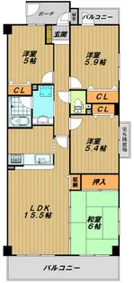 リベール須磨妙法寺【4階】の間取り
