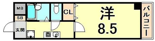 シャンブル甲東園【3階】の間取り