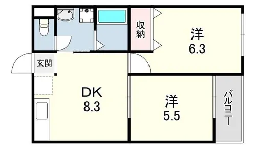 サンベールハイツ【1階】の間取り