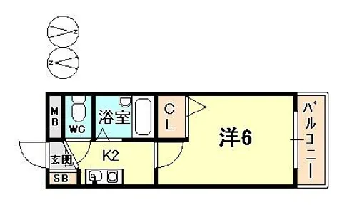 プレステージフジ西宮壱番館【3階】の間取り