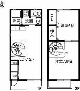 愛知県一宮市大和町妙興寺字北浦宮地【テラスハウス】の間取り
