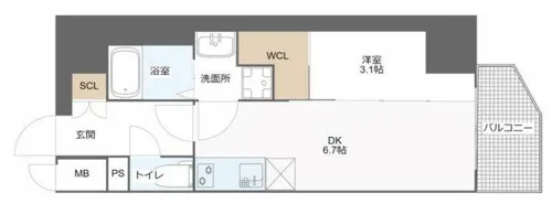 MELDIA CREST 桜ノ宮 Kirsch【6階】の間取り