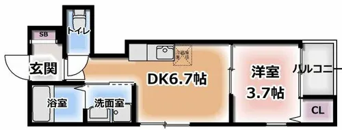 ブランテール深江橋【2階】の間取り