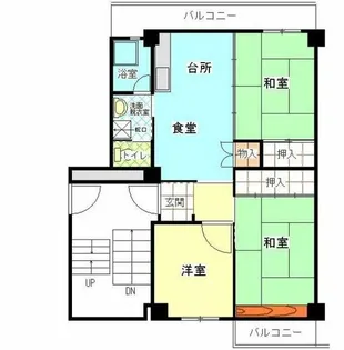 公社賃貸SMALIO ペア浅香山【25-205号室】の間取り