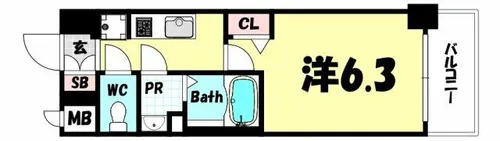 エステムコート神戸グランスタイル【10階】の間取り