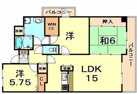 アーデンコート住吉川【6階】の間取り