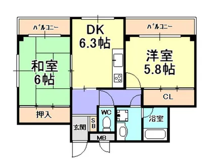 チェスナットヒル芦屋【5階】の間取り