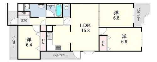 ロイヤル芦屋川【1階】の間取り