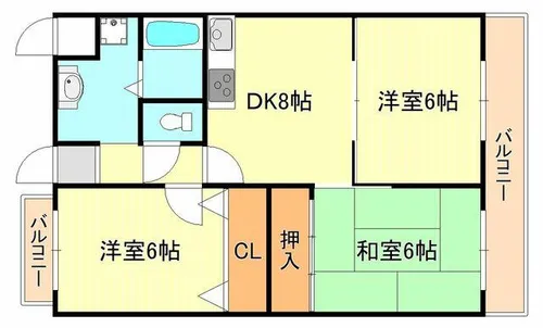 オーシャンビュー江井ヶ島【3階】の間取り