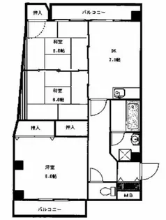 阪神ハイグレードマンション1番館【4階】の間取り