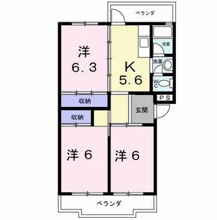 第一コーポ学苑【1階】の間取り