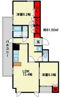 エイチエヌ石坪【2階】の間取り