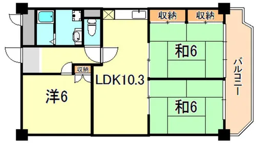 第二コーポ学苑【3階】の間取り