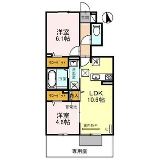 ラヴィーベール江井島【1階】の間取り