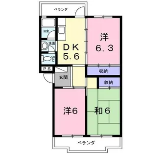 第一コーポ学苑【3階】の間取り