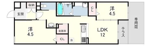 ビタミンテラス明石別所【1階】の間取り