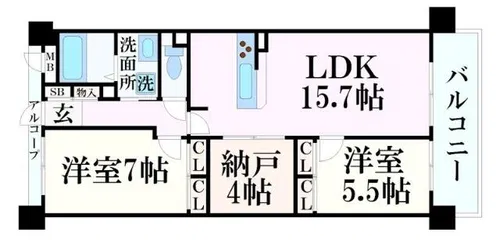 キャッスルコート東雲【4階】の間取り