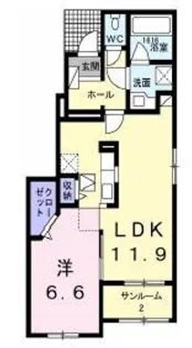 シーウエスト2【1階】の間取り