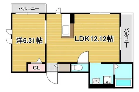 アヴニール西新町【3階】の間取り