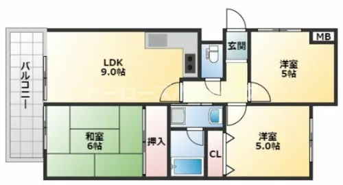 大阪府豊中市熊野町3丁目【マンション】の間取り