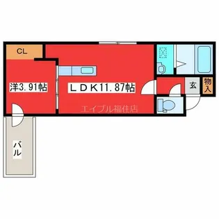 Highlight Fukuzumi【402号室】の間取り