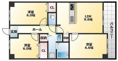 サニークレスト平野ウィング【A号室】の間取り