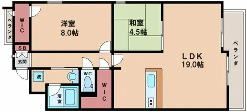 ヴェルドミール・ユモト【4階】の間取り