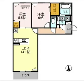 メルベイユさやか【1階】の間取り