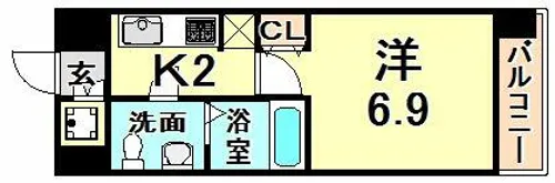 レジュールアッシュ尼崎駅前【9階】の間取り