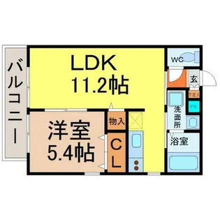 クレサス稚児宮.m【3階】の間取り