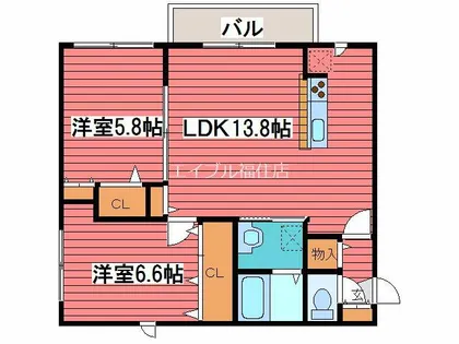 さくら福住【4階】の間取り