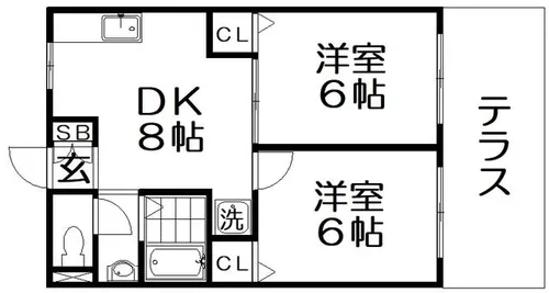 ドュエリング香里【1階】の間取り