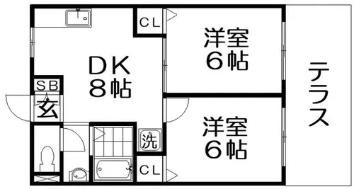 ドュエリング香里【1階】の間取り