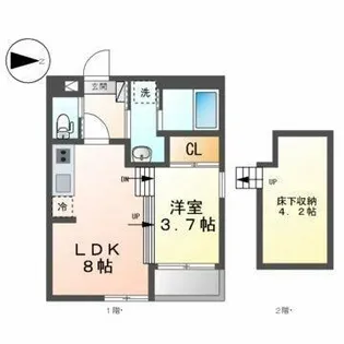 ハーモニーテラス旗屋【1階】の間取り