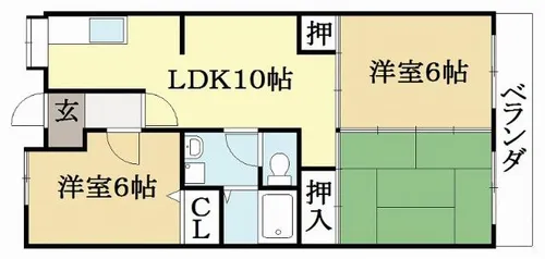 グリーンサム壱番館【3階】の間取り