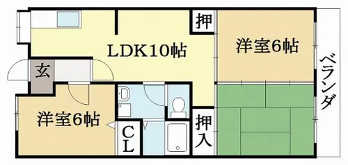 グリーンサム壱番館【3階】の間取り