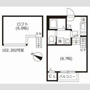 ハーモニーテラス西野町【102号室】の間取り