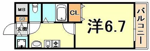 スワンズ神戸三宮イースト【7階】の間取り