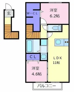 大阪府大阪狭山市東池尻5丁目【アパート】の間取り