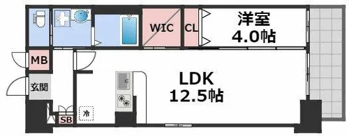 LaCASA玉造【8階】の間取り