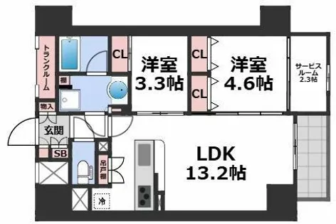 アーバネックス天満橋South【12階】の間取り
