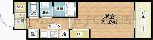 プランドール北浜【9階】の間取り