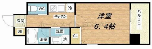 ウエンズ東心斎橋【8階】の間取り