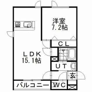 プロムナードA【201号室】の間取り